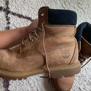 Brown leather and navy suede Timberland Boots